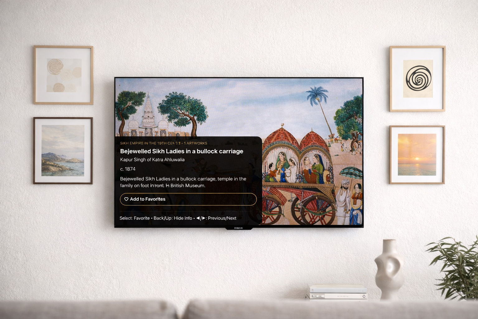 Sikh Art TV on a minimalist gallery wall